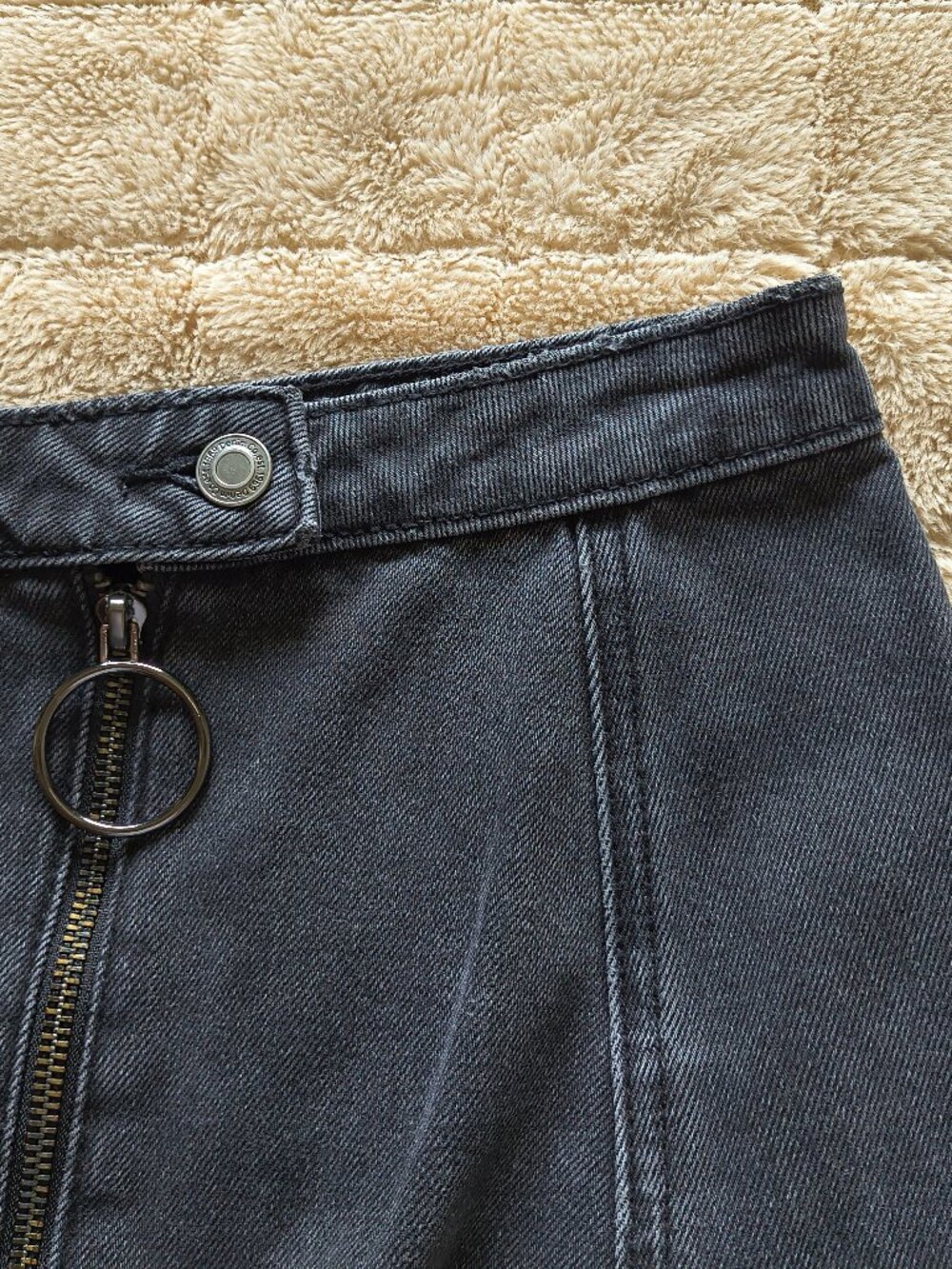 Black Denim & Co Distressed Mini Skirt